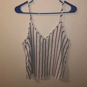 White and Navy Blue Striped Tank Top